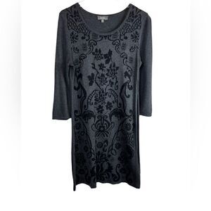 NEIMAN MARCUS Sweater Dress in Dark Gray and Black Size Medium
